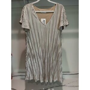 NWT Carmela Pleated Bodre Foil‎ Flare Dress Size Medium